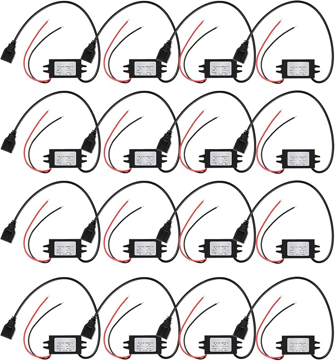 Weewooday 16 Pieces 12v to 5v Dc Converter Buck Module USB Output Power Adapter Dc Car Power Converter Regulator