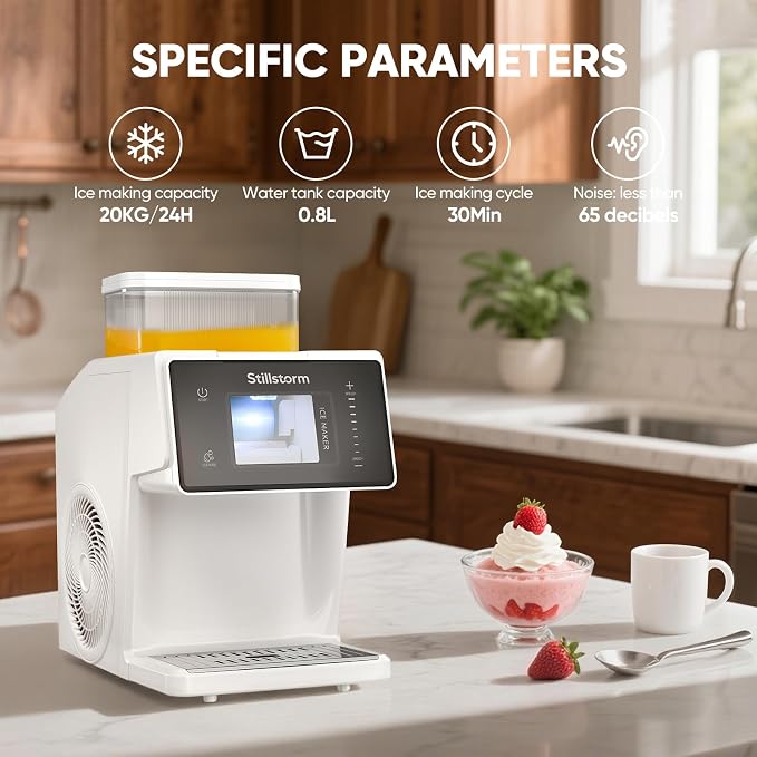 Stillstorm Shaved Ice Machine Snow Cone Maker No Ice Needed，Snowflake Machine with RapidChill Technology, Auto-Clean SUS304, Adjustable Speed Snowflake Maker for Home, Party, Bar...