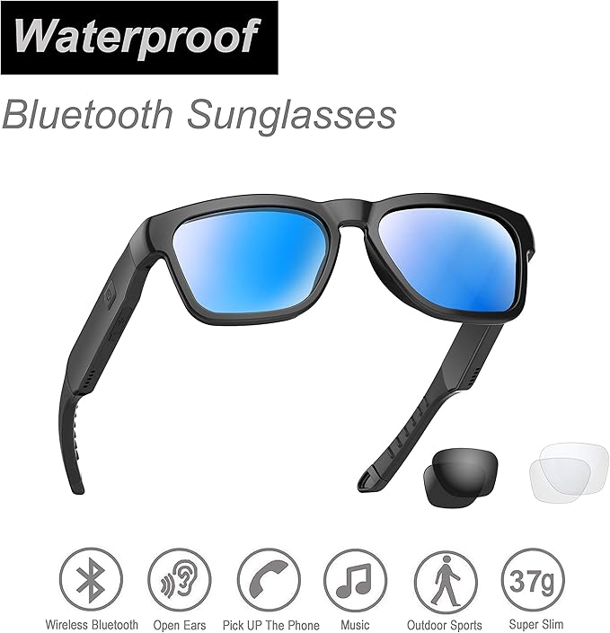 OhO sunshine, Polarized Sunglasses with Bluetooth Speaker, Open Ear Audio, Athletic/Outdoor UV Protection and Voice Control