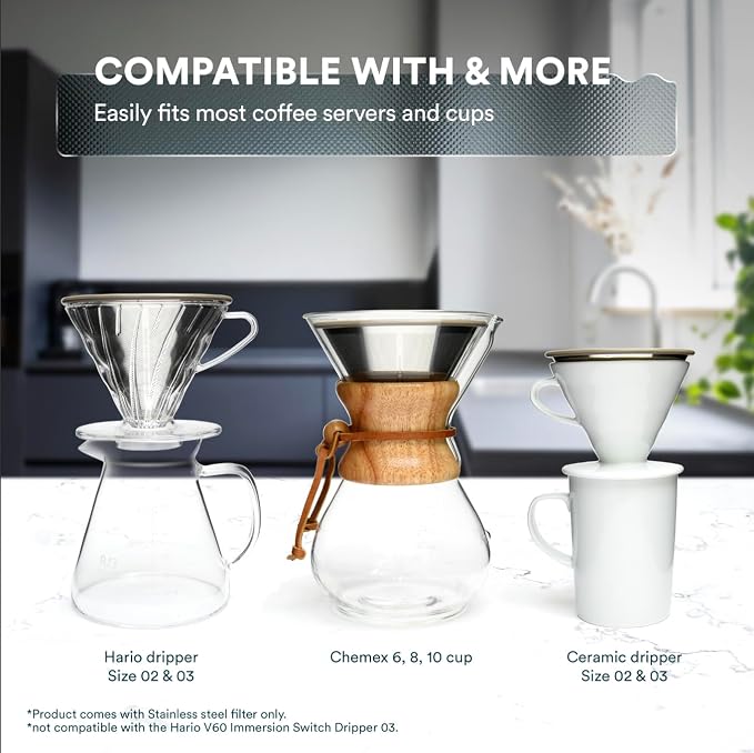 OVALWARE Stainless Steel Filter with Airtight Cold Brew Iced Coffee Maker 1.0L/34oz