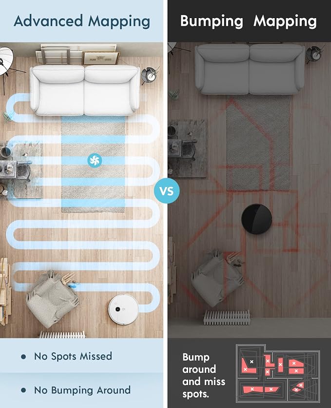 yeedi vac Robot Vacuum - Ultra-Slim Design, Powerful 3000Pa Suction, Carpet Detection, Smart Visual Mapping Navigation Ideal for Carpet, Hard Floor Cleaning, Pets Alexa Compatible, Wi-Fi Connected