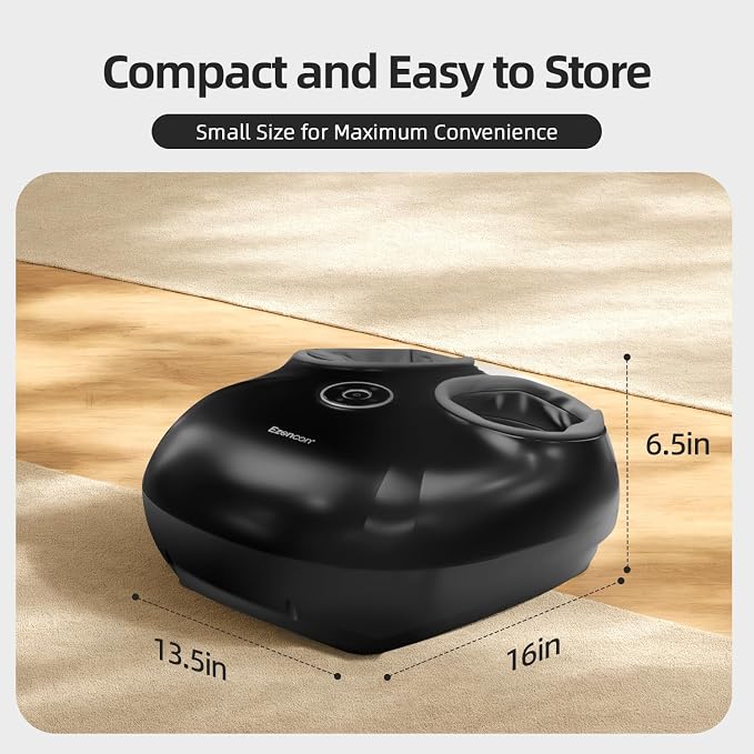 Foot Massager Shiatsu Kneading/Scraping/Vibration/Heat/Remote | 2 Memory Slots,3 Modes, 3 Heats, 3 Intensitys, 15min Timer, Fits US Size 5-11.5