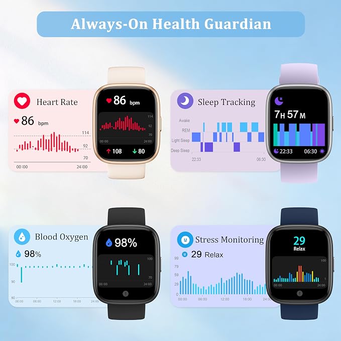 Smart Watch for Women Men, 2026 Upgrade Smartwatch [2 Bands, 44mm case], 1.83" Fitness Tracker Watch Alexa Built-in, Make/Answer Call, HR Sleep Stress Monitor, IP68 Waterproof Step Counter Watch