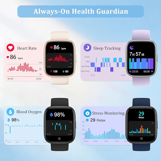 Smart Watch for Women Men, 2026 Upgrade Smartwatch [2 Bands, 44mm case], 1.83" Fitness Tracker Watch Alexa Built-in, Make/Answer Call, HR Sleep Stress Monitor, IP68 Waterproof Step Counter Watch