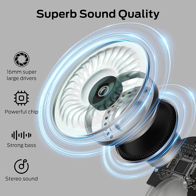 Monster Open Free AC100 Open Ear Bluetooth 5.3 Headphones, Wireless Earbuds with Earhooks, Immersive Stereo Sound by 16mm Large Driver, Clear Calls, 30H Playtime, Waterproof Sport Earbuds for Running
