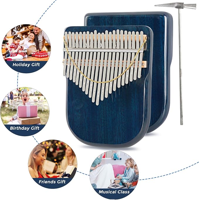 EASTROCK Karimba Thumb Piano 21 key Sapele solid wood Flat-board Portable Mbira Finger Piano with Study Instruction and Tune Hammer Wood Kalimba Gift for Adults Beginners Professiona