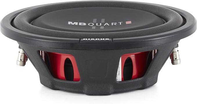 MB Quart DS Inch Shallow Space Saving Slim Subwoofer Car Speakers with Dual Voice Coil for Vehicle Sounds Audio Systems, Black