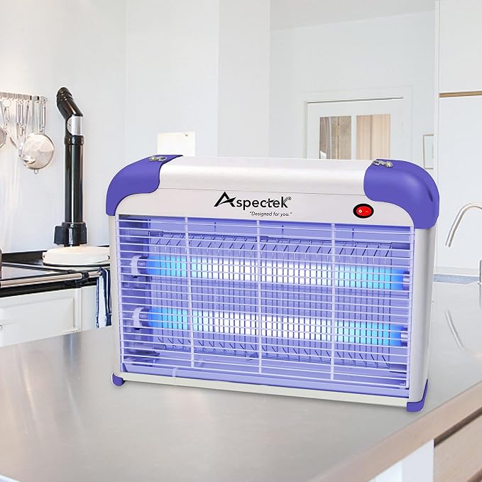 ASPECTEK 20W Heavy Duty Bug Zapper, High-Voltage Electric Mosquito and Fly Killer, Indoor and Covered Outdoor Gnat Control for Bedroom, Patio and Greenhouse, Includes 2 UV Bulbs - Purple