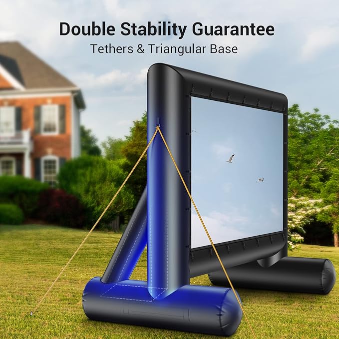 Amada 14 Feet Outdoor Inflatable Movie Screen, Projector Screen with Fast Low-Noise Air, Support Front Rear Projection for Backyard Movie Night, Home Theater, Theme Party, AMPJ04