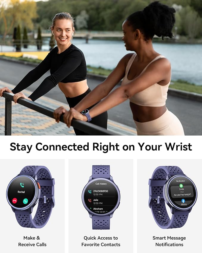 Quican Smart Watch for Women & Men, Compatible with iPhone & Android | Fitness Tracker with Bluetooth Calling, AMOLED Display, Heart Rate & Sleep Tracking, 2 Bands, Perfect Smart Gift