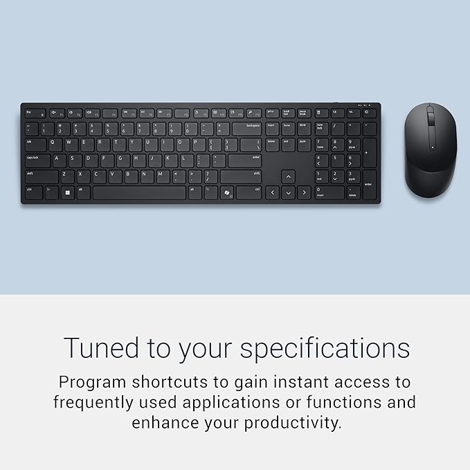 Dell Advanced Wireless Keyboard and Mouse – KM520 - Wireless, 2.4 GHz Interface, USB Wireless Receiver, Volume, Mute Hot Keys, 3 Mouse Buttons, US English, 1 Year Limited Warranty - Black