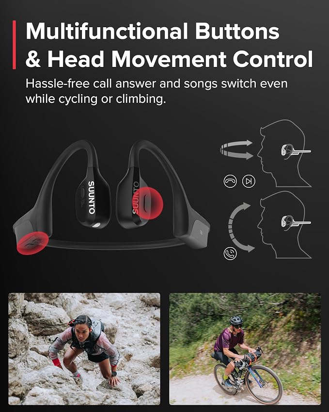 SUUNTO WING - Open ear, bone conduction headphones. Made for sports, waterproof, safety lights, bluetooth