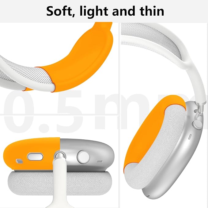 Silicone Case Cover for AirPods Max Headphones,Ear Pad Case Cover/Ear Cups Cover/Headband Cover for AirPods Max 2/1 (2026/2024/2020)(USB-C/Lightning),Silicone Accessories for Apple AirPod Max 2,Yellow