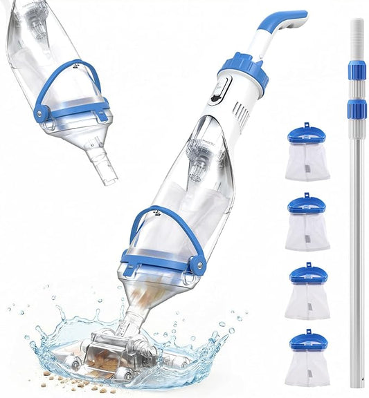 Handheld Pool Vacuum for Above Ground & Inground Pools, Consciot Cordless Rechargeable Pool Cleaner with 1110 GPH Suction, Telescopic Pole up to 87.5", 1H Runtime, See-Through Head for Spas & More