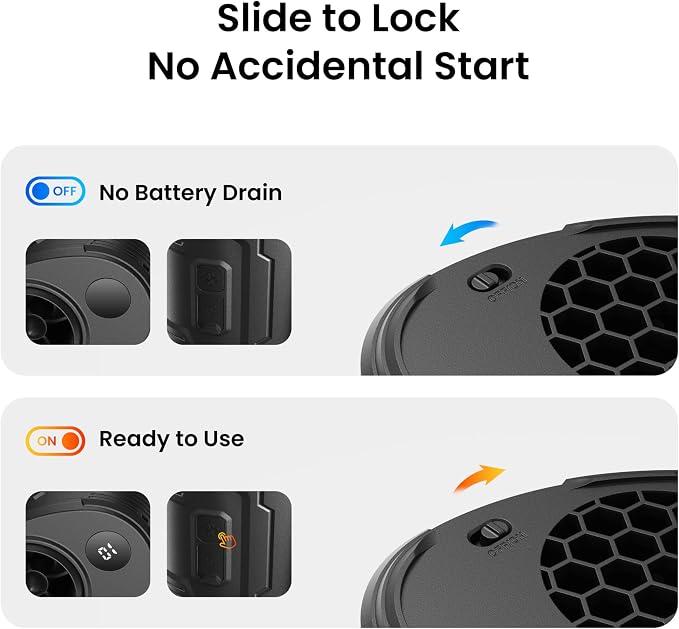 KIWIHOME Portable Waist Fan with 360° Rotatable Airflow & 10° Vertical Adjustment, Clip-On Belt Fan with Physical Power Switch, 4-in-1 Wearable Fan for Outdoor Work, Camping, Travel, Summer Events