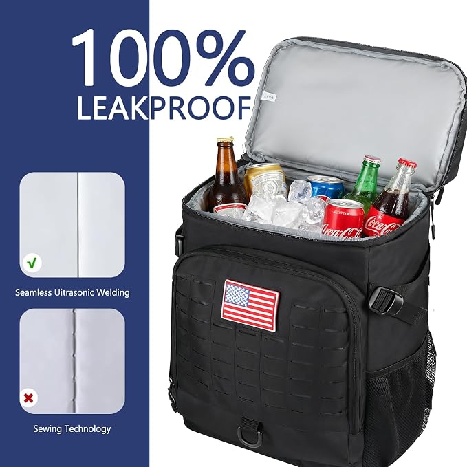 Cooler Backpack, 30 Can Backpack Cooler 4-Sided Cold Retention Technology, Lightweight & Hands-Free for Beach, Camping