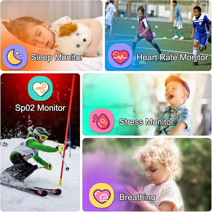 Smart Watch for Kids, 1.85" Fitness Tracker with Heart Rate, Sleep Monitor, IP68 Waterproof Smartwatches with Video Music, Pedometer, Game, NO APP/Phone, Gift for Boys Girls. (Classic, Black)