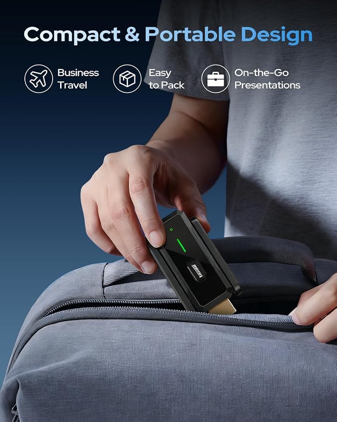2026 Wireless Transmitter and Receiver, 492FT Long Range Extender, Low Latency & Stable Connection, Streams Video Wirelessly from Netflix, Laptop, TV Box, Camera to Multiple Screens & TVs