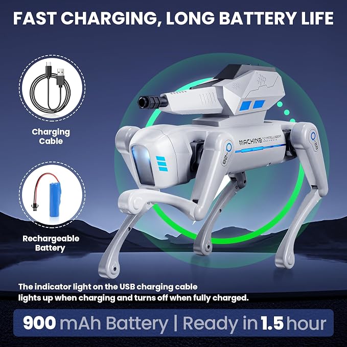 cxjoigxi Smart Robot Dog Toy, Interactive STEM Robotic Pet with Blaster, Voice & Remote Control, App Programming, 30+ Actions, Bionic Walking, RC Dog Birthday Gifts for Kids Boys Girls Age 6+