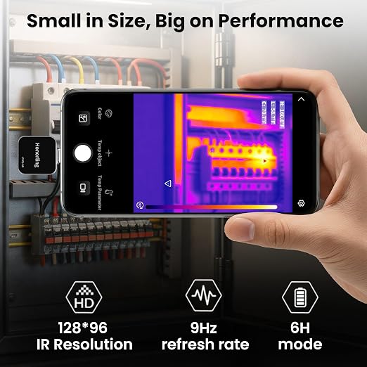 Thermal Camera, Thermal Imaging Camera for Android, 128x96 Ture IR Resolution Infrared Camera, 14℉ to 842℉（-10℃ to 450℃), 10 Color Palettes