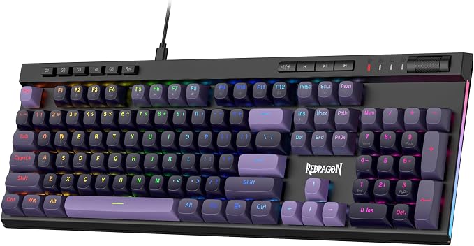 Redragon K580 HE Rapid Trigger Gaming Keyboard, 100% 104 Keys Wired Mechanical Keyboard w/Hyper-Fast Actuation, 8K Hall Effect Magnetic Switch, Dedicated Media Controls, Onboard Macro Recording