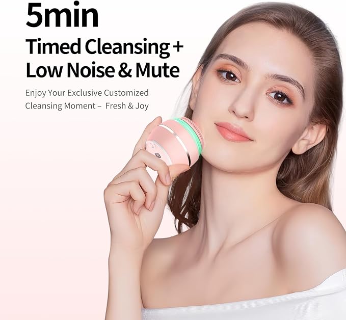 2Pack Face Cleansing Brush Pink and Blue, Waterproof Silicone Facial Cleansing Brush for Women and Men