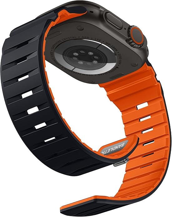 Bandletic Magnetic Watch band Compatible with Apple Watch Bands - Magnet Bands 49mm 46mm 45mm 44mm 42mm Men Women, Rugged Silicone Strap for iWatch Series 11/10/9/8/7/SE3/SE2/SE/6/5/4/3/2/1