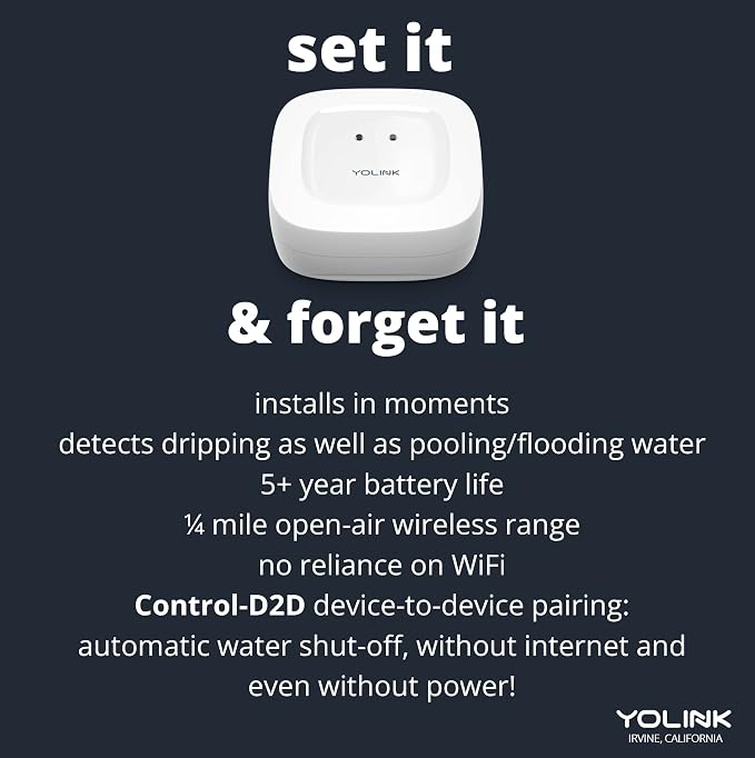 YoLink Water Leak Detection Starter Kit, w/SpeakerHub Audio/Talking Hub & Water Leak Sensor 1, LoRa Up to 1/4 Mile Open-Air Range, SMS/Text, Email & Push Notifications, w/Alexa, IFTTT, Home Assistant