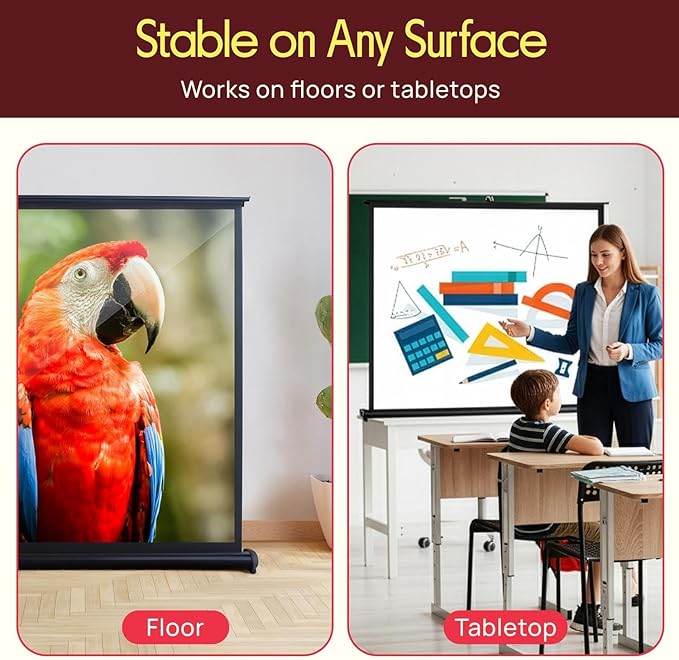 Pyle 50 Inches Projector Screen Portable Floor Standing Fold-Out Roll-Up Tripod Manual, Mobile Movie Screen, Home Theater Cinema Wedding Party Office Presentation, Quick Assembly - PRJTP53,White