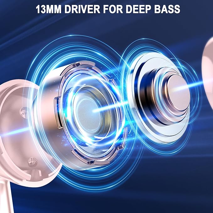 Wireless Bluetooth 5.4 Earbuds, Ear Buds LED Power Display Headphones 6D Stereo, Bluetooth Earbuds in-Ear Noise Cancelling Mic, 40H Playback Mini Case IP7 Waterproof Sports Earphones for Android iOS