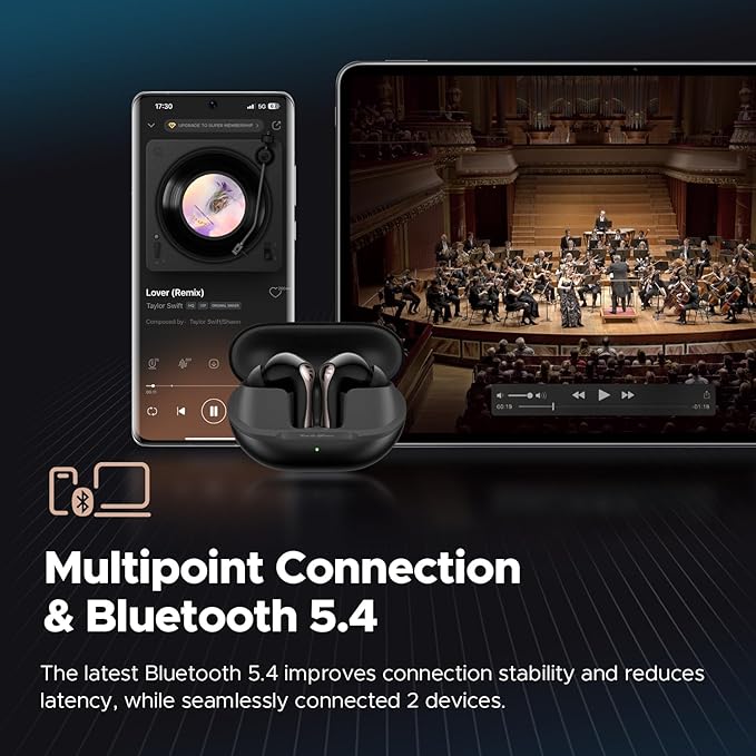 SoundPEATS Air5 Pro Hi-Res Wireless Earbuds, LDAC & aptX Lossless, Audiophile-Grade Sound with Wide Soundstage, 37H Playtime, Bluetooth 5.4, IPX5 Waterproof, Multipoint Connection