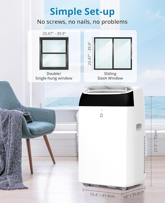 GAOMON 14000 BTU Portable Air Conditioners with Remote Control, 3-In-1 Free Standing AC Unit with Fan & Dehumidifier, Cools Room Up to 700 Sq.Ft, Smart/Sleep Mode,3 Speed,Auto Swing,24H Timer, White