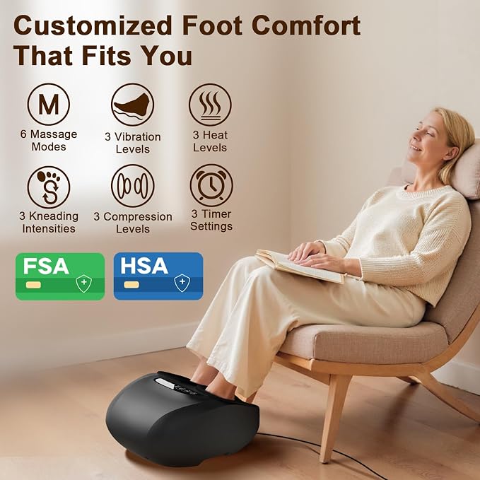 JZBRAIN Foot Massager for Plantar Fasciitis & Neuropathy 2026 Upgraded | Comfortable Shiatsu Massage with Heat, Kneading, Vibration & Compression