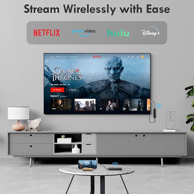 Lulaven iShare Pro 2026 Wireless HDMI Transmitter and Receiver Kit, USB-C for iPhone 15/16/17 iPad MacBook, No WiFi Needed for Hotel TV & Travel, HDCP 2.2 Netflix/Disney+, Zero-Lag Plug & Play