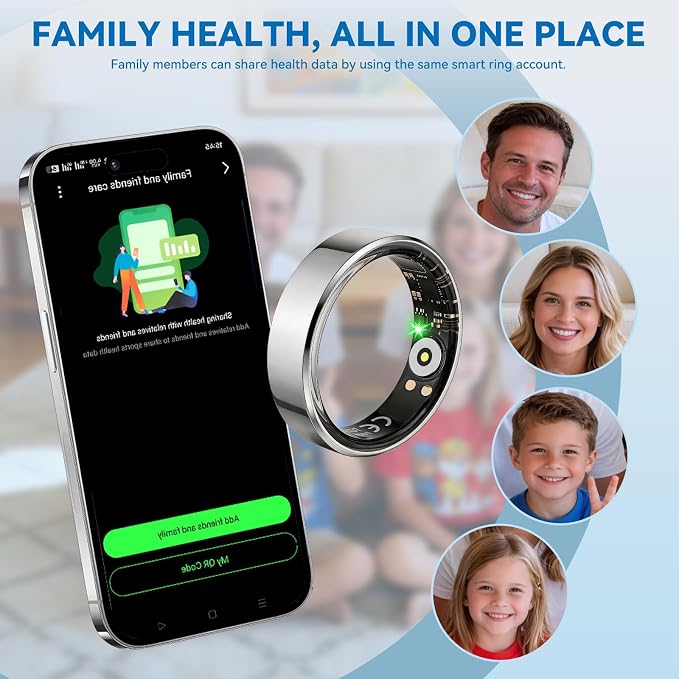 Smart Fitness Ring for Men and Women – Lightweight & Barely‑There Feel, Track Heart Rate, Stress, Sleep, Steps & SpO2, Ultra‑Slim 6mm,10ATM Waterproof, No Subscription Fee, Sliver 9