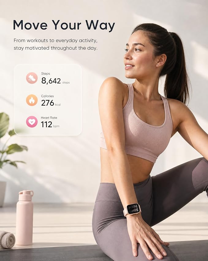 Smart Watch for Men Women, 1.85" HD Touch Screen Smartwatch with Bluetooth Answer/Make Calls, Fitness Tracker Compatible with iPhone Samsung Android iOS Pink