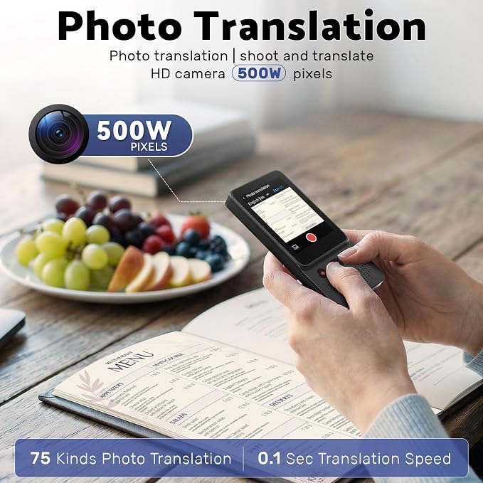 Language Translator Device, Voice Ai Translator Device T21 Wi-Fi Available, Two-Way 138 Languages 2026 Instant Translator Offline Recording Photo Translation Device for Business Travel Study