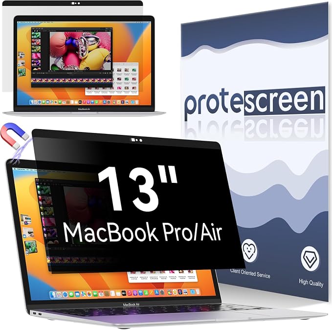 Magnetic Privacy Screen Protector Compatible with MacBook Pro 13 Inch(2016-2022, M1, M2)/MacBook Air 13 in (2018-2021, M1), Removable Anti Spy Blue Light Glare Shield Laptop Privacy Filter