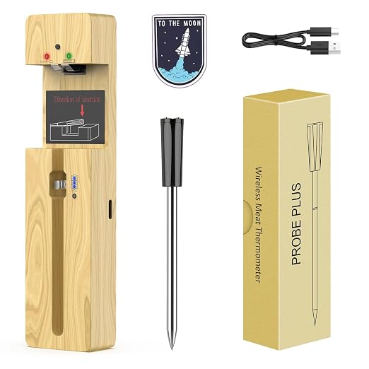 Plus Wireless Meat Thermometer Bluetooth with Probe for Grilling/Cooking, 450Ft Digital Waterproof Oven Food Thermometer for Air Fryer,V2.52 Smart App Compatible with iOS & Android