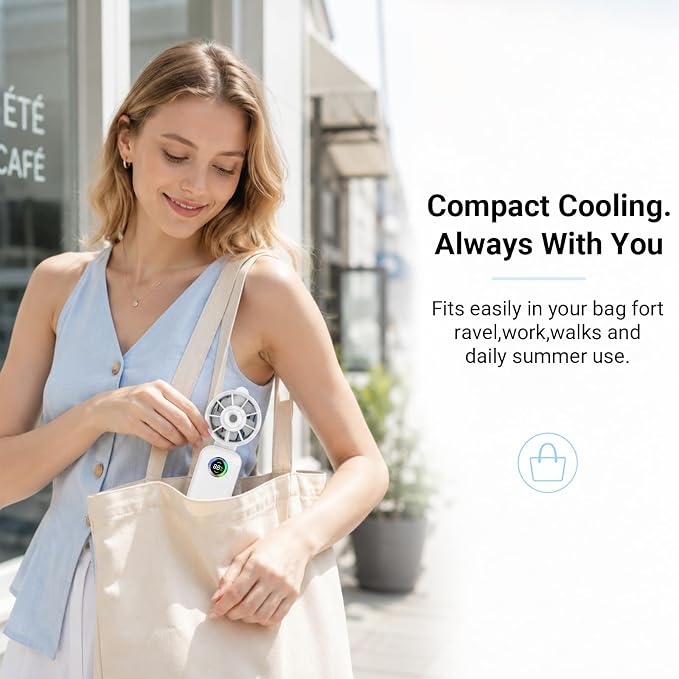 Clip-On Portable Fan with Misting, 4000mAh Up to 12H Battery Life Hand Mini Foldable Fan, 360° Rotating USB Rechargeable Turbo Quiet Stroller Fans for Travel Outdoors and Office Use (White)