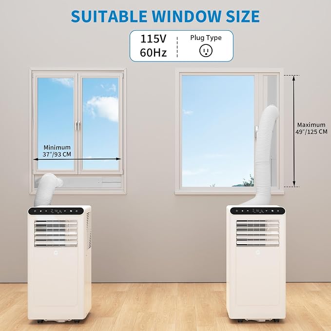 10000 BTU Portable Air Conditioners, Portable AC Unit for Room Up to 450 Sq.Ft, Cooling, Dehumidifier & Fan Modes, Remote Control, Dust Filter, 50 dB Quiet Operation, for Bedroom Office Apartment
