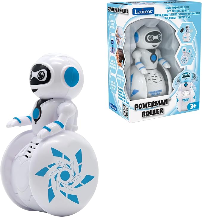 LEXiBOOK, Powerman® Roller, My Tumble Robot, Light and Sound Effects, Built-in Gyroscope, ROB01