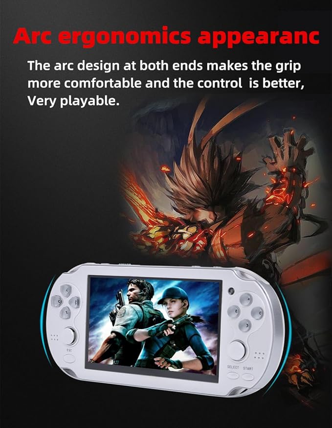 HLF 4.3 inch Retro Video Game Console Build 2200 Games for Multiple Emulators Dual Joystick Ergonomics Appearanc Support Instant Save/Load Portable Console Game Player MP3/4 Gifts (Black)