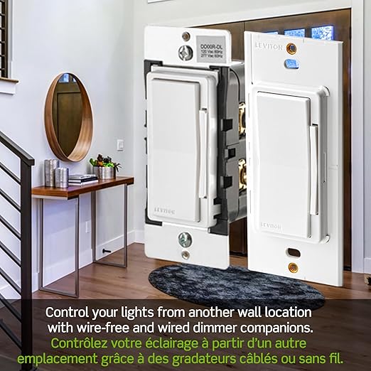 Leviton Decora Smart Dimmer Switch, Wi-Fi, Works with Matter, My Leviton, Alexa, Google Assistant, Apple Home/Siri & Wired or Wire-Free 3-Way, Neutral Wire Required, D36HD-1RW, White