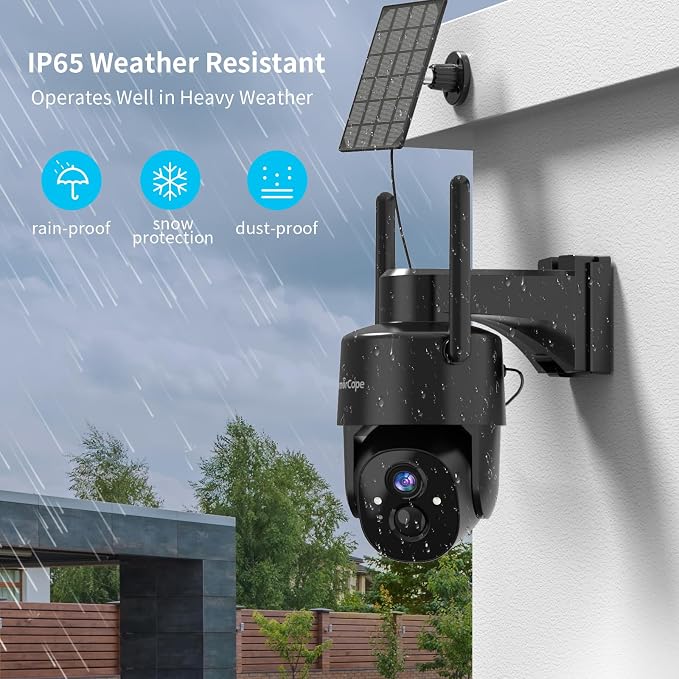 Armorcope 2Pack 2K HD Solar Security Cameras Wireless Outdoor, 360° PTZ View Outdoor Cameras for Home Security,Color Night Vision with Spotlight, 2-Way Audio,Motion Alarm, IP65 Waterproof