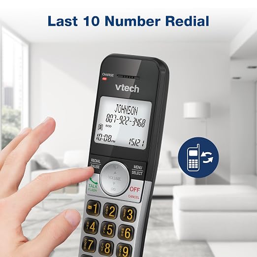 VTech DECT 6.0 Cordless Phone, 4-Handset – Interference-Free Sound, Large Backlit Display, Big Buttons, Caller ID | VG231-4