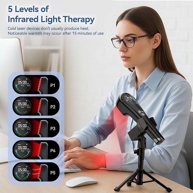 Handheld Red Light Therapy with Stand-Near Infrared Light Therapy Device, Cold Therapy Device Pain Relief for Joints & Muscles (4 x 808nm + 14 x 650nm)
