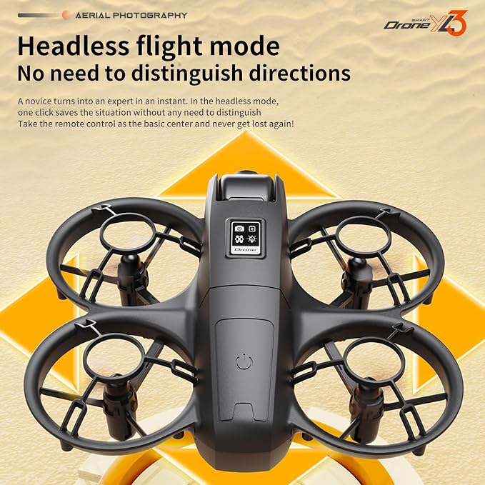 ikaufen YL3 Mini Drone with Dual Camera, Optical Flow Hover, 50X Zoom, 360° Stunt Roll, RC Quadcopter for Kids & Beginners with Screen Remote Control (YL3 screen control Black)