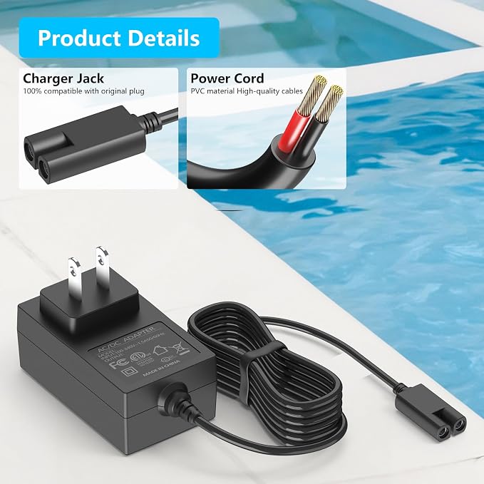 25.2V Charger for Gosvor Robotic Pool Cleaner ONLY Compatible with Gosvor Pivot 21.6V Li-ion Battery Robotic Pool Cleaner Power Cord Charger
