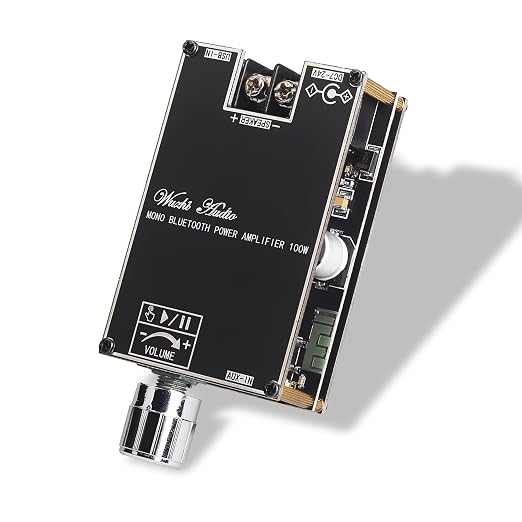 ZK-1001B Mono Bluetooth Amplifier Board with TPA316D2 Chip, Wide Voltage Input DC7-24V Peak Output Power 100W, with TWS Pairing Function